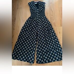 Anthropologie Black Floral Jumpsuit